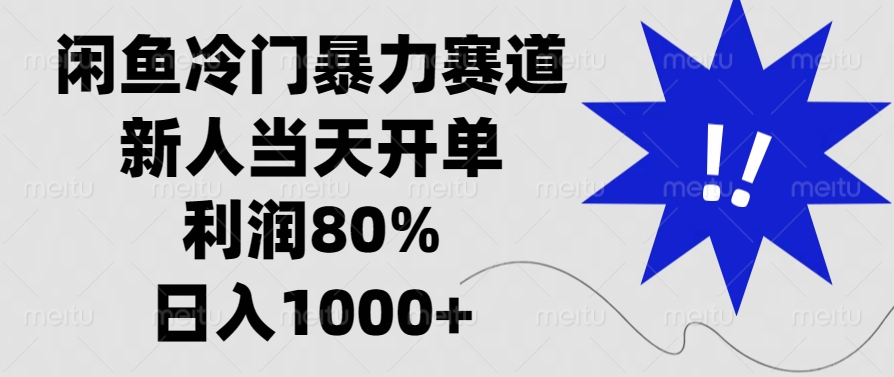 闲鱼冷门暴力赛道,新人当天开单,利润80%,日入1000+-云创网