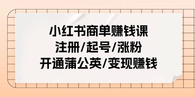 小红书商单赚钱课:注册/起号/涨粉/开通蒲公英/变现赚钱(25节课)-云创网
