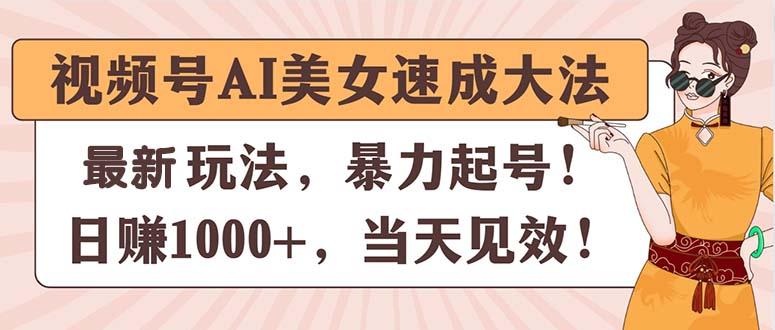 视频号AI美女速成大法，暴力起号，日赚1000+，当天见效-云创网