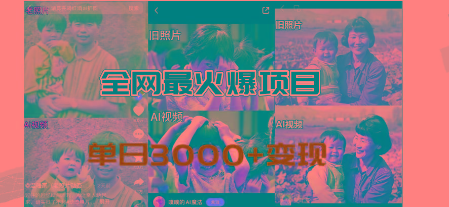 全网爆火的AI让老照片动起来教程,蹭热点日赚3000+,内含免费工具一键...-云创网