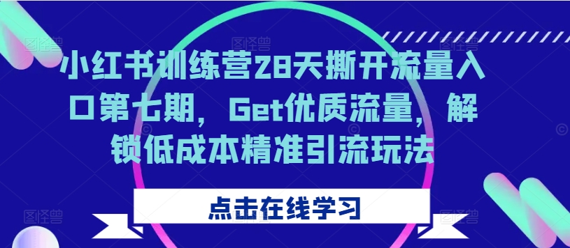 小红书训练营28天撕开流量入口第七期，Get优质流量，解锁低成本精准引流玩法-云创网
