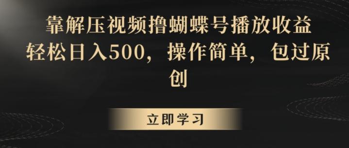 靠解压视频撸蝴蝶号播放收益,轻松日入500,操作简单,包过原创【揭秘】-云创网