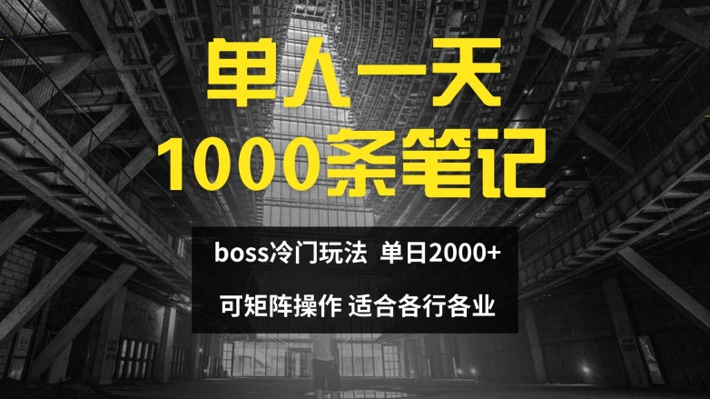 单人一天1000条笔记,日入2000+,BOSS直聘的正确玩法【揭秘】-云创网