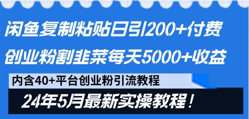 闲鱼复制粘贴日引200+付费创业粉,24年5月最新方法!割韭菜日稳定5000+收益-云创网