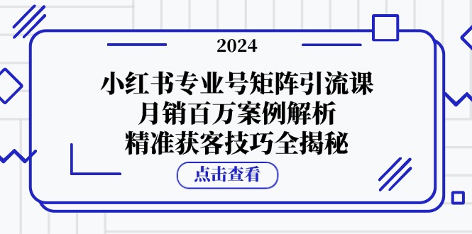 小红书专业号矩阵引流课,月销百万案例解析,精准获客技巧全揭秘-云创网