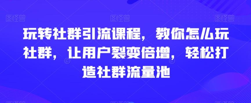 玩转社群引流课程,教你怎么玩社群,让用户裂变倍增,轻松打造社群流量池-云创网