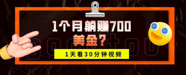1天看30分钟视频,1个月躺赚700美金?-云创网