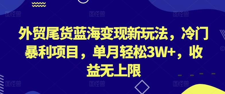 外贸尾货蓝海变现新玩法,冷门暴利项目,单月轻松3W+,收益无上限【揭秘】-云创网