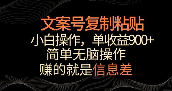 文案号掘金,简单复制粘贴,小白操作,单作品收益900+【揭秘】-云创网
