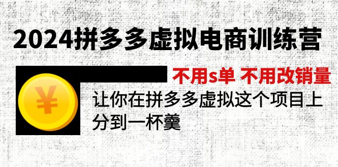 2024拼多多虚拟电商训练营 不s单 不改销量 做虚拟项目分一杯羹(更新10节-云创网
