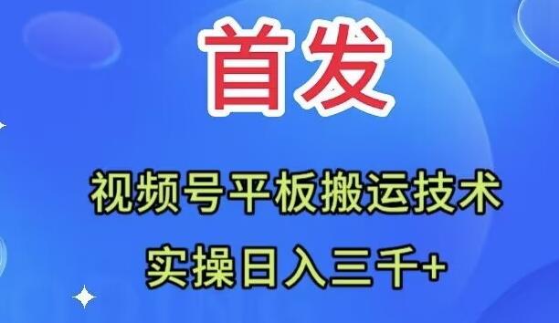 全网首发:视频号平板搬运技术,实操日入三千+-云创网