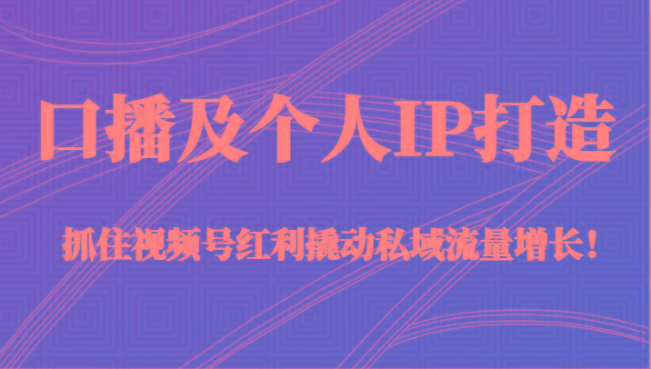 口播及个人IP打造，抓住视频号红利撬动私域流量增长！（45节课）-云创网