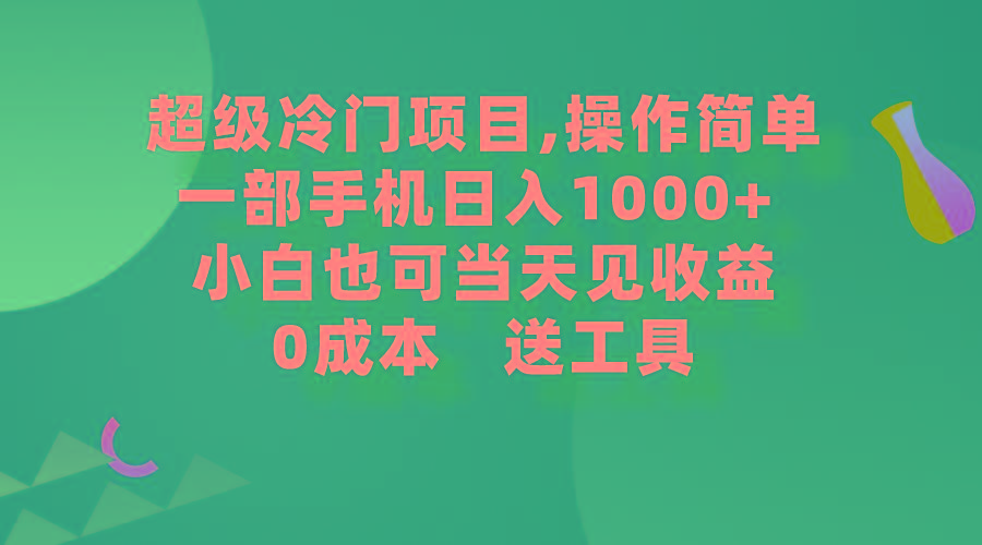 (9291期)超级冷门项目,操作简单,一部手机轻松日入1000+,小白也可当天看见收益-云创网