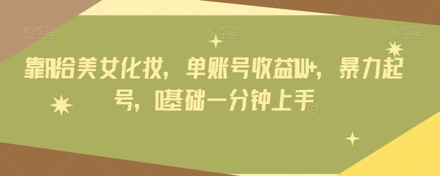 靠AI给美女化妆,单账号收益1W+,暴力起号,0基础一分钟上手-云创网