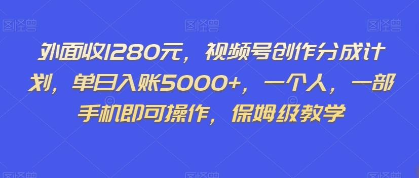 外面收1280元，视频号创作分成计划，单日入账5000+，一个人，一部手机即可操作，保姆级教学【揭秘】-云创网