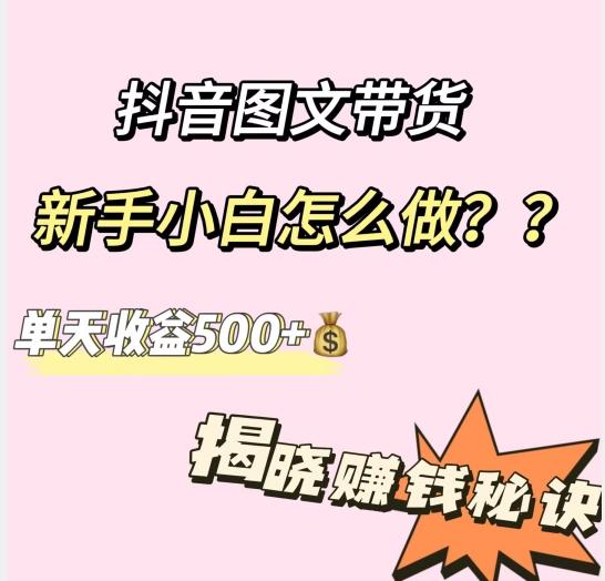 抖音图文带货,新手小白怎么做?单天收益500+【揭秘赚钱秘诀】-云创网