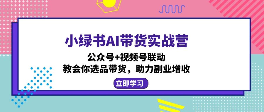 小绿书AI带货实战营:公众号+视频号联动,教会你选品带货,助力副业增收-云创网