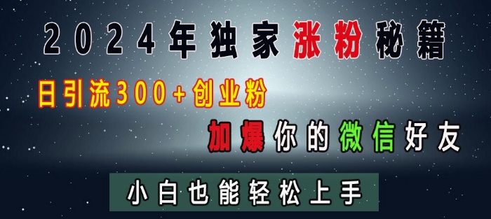 2024年独家涨粉秘籍,日引流300+创业粉,加爆你的微信好友,小白也能轻松上手-云创网