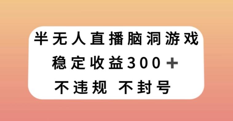 半无人直播脑洞小游戏,每天收入300+,保姆式教学小白轻松上手【揭秘】-云创网