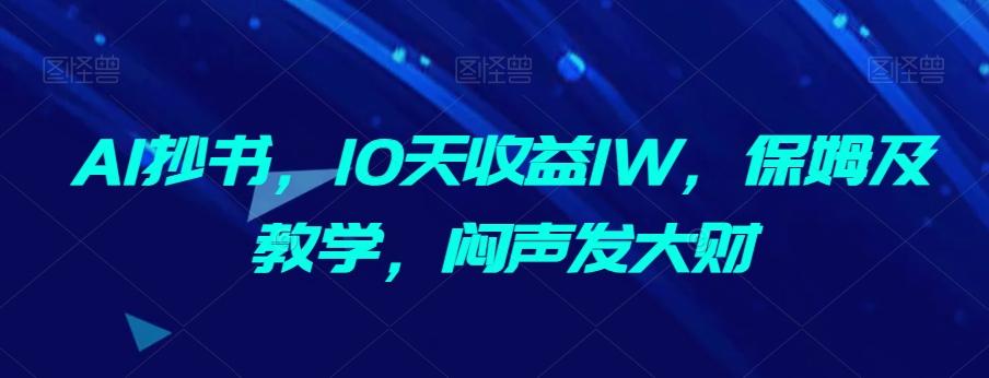 AI抄书,10天收益1W,保姆及教学,闷声发大财-云创网