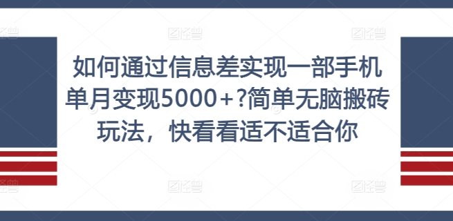 如何通过信息差实现一部手机单月变现5000+?简单无脑搬砖玩法,快看看适不适合你【揭秘】-云创网