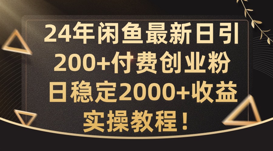 24年闲鱼最新日引200+付费创业粉日稳2000+收益,实操教程【揭秘】-云创网