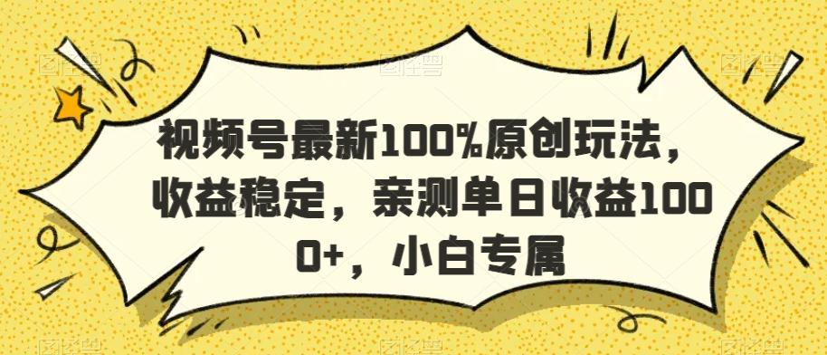 视频号最新100%原创玩法,收益稳定,亲测单日收益1000+,小白专属【揭秘】-云创网