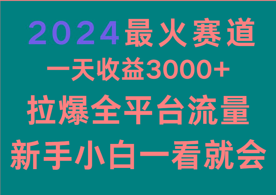 2024最火赛道,一天收一3000+.拉爆全平台流量,新手小白一看就会-云创网