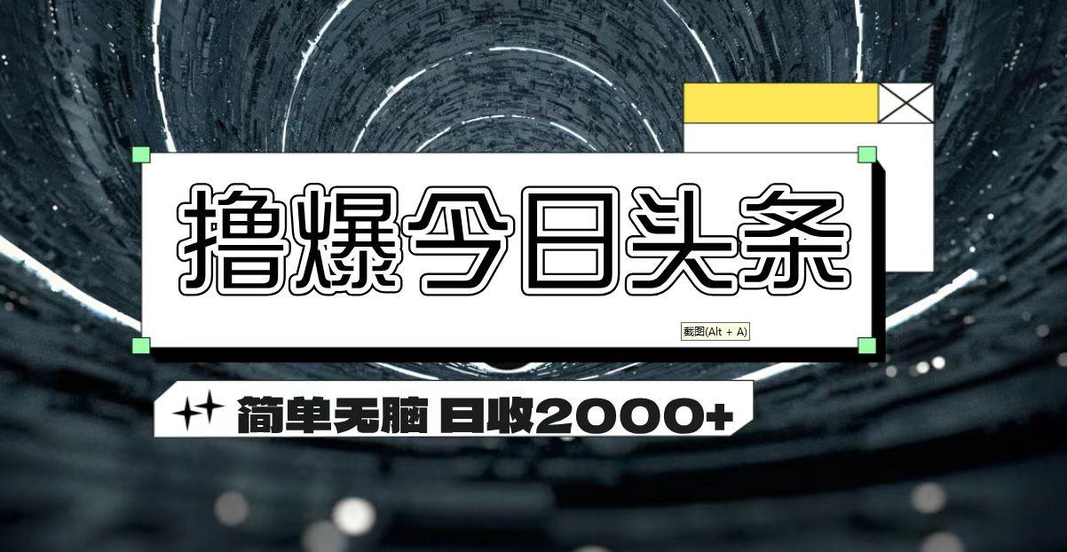 撸爆今日头条 简单无脑操作 日收2000+-云创网