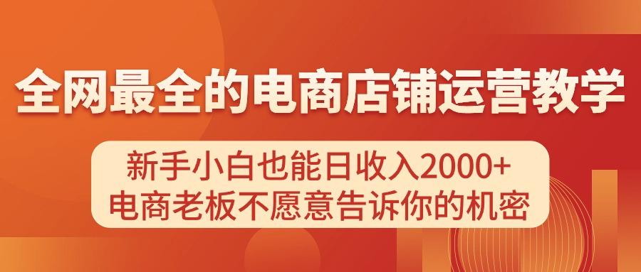 电商店铺运营教学,新手小白也能日收入2000+,电商老板不愿意告诉你的机密-云创网