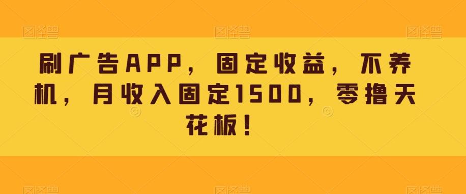 刷广告APP,固定收益,不养机,月收入固定1500,零撸天花板!-云创网