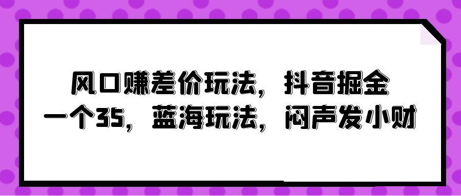 (10022期)风口赚差价玩法,抖音掘金,一个35,蓝海玩法,闷声发小财-云创网