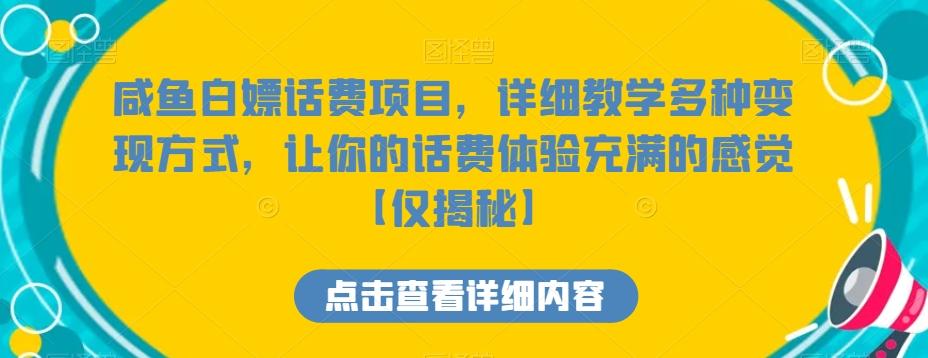 咸鱼白嫖话费项目,详细教学多种变现方式,让你的话费体验充满的感觉【仅揭秘】-云创网