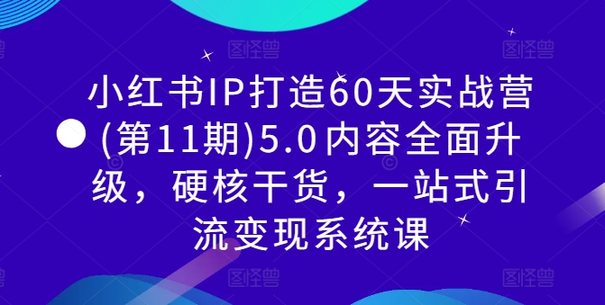 小红书IP打造60天实战营(第11期)5.0​内容全面升级，硬核干货，一站式引流变现系统课-云创网