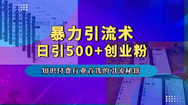 暴力引流术，专业知识付费行业首选的引流秘籍，一天暴流500+创业粉，五个手机流量接不完!-云创网