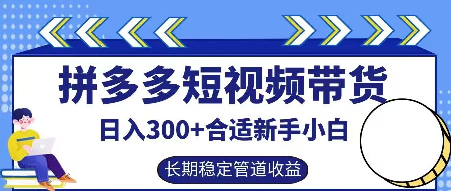 拼多多短视频带货日入300+有长期稳定被动收益，合适新手小白【揭秘】-云创网
