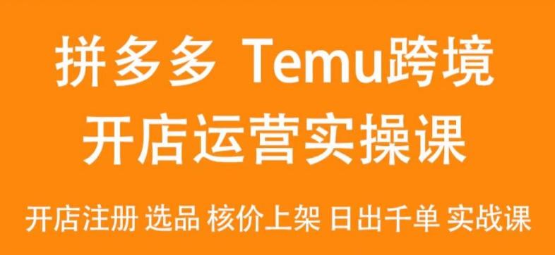 2024Temu最新玩法,Temu跨境开店运营实操课,开店注册/选品/核价上架/日出千单实战课-云创网