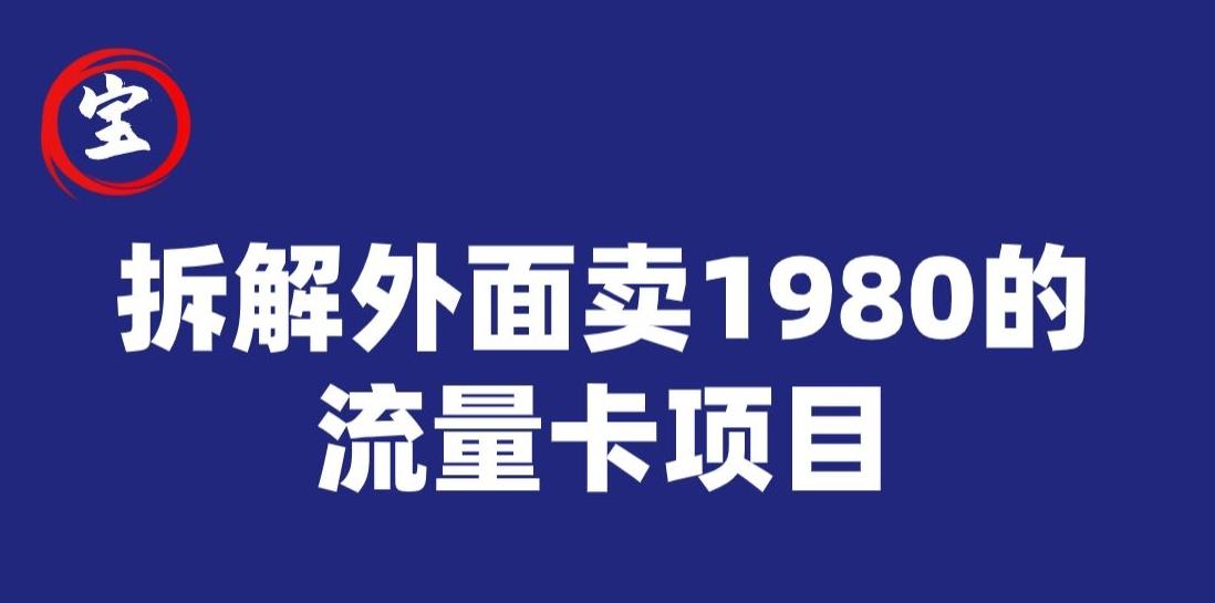 宝哥拆解外面卖1980手机流量卡项目,0成本无脑推广-云创网