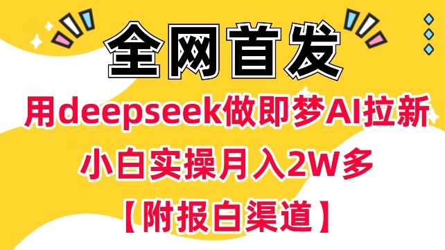 用deepseek做即梦Ai拉新 小白实操月入过W+【附报白渠道】-云创网