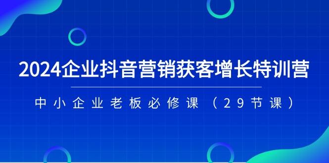 2024企业抖音-营销获客增长特训营,中小企业老板必修课(29节课-云创网