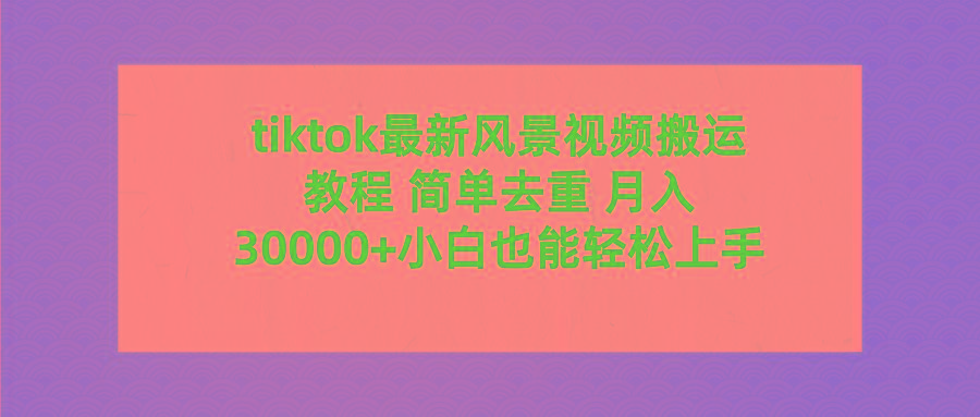 (9804期)tiktok最新风景视频搬运教程 简单去重 月入30000+附全套工具-云创网
