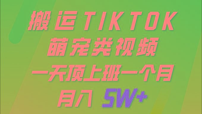 (9931期)一键搬运TIKTOK萌宠类视频 一部手机即可操作 所有平台均可发布 轻松月入5W+-云创网