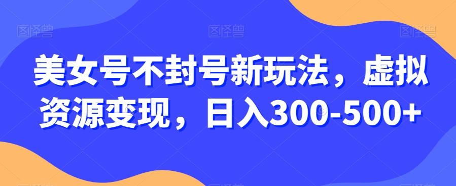 美女号不封号新玩法,虚拟资源变现,日入300-500+-云创网