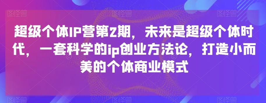 超级个体IP营第2期,未来是超级个体时代,一套科学的ip创业方法论,打造小而美的个体商业模式-云创网