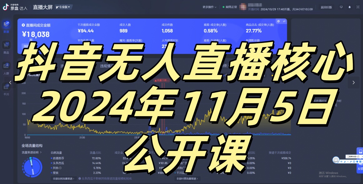 抖音无人直播核心公开课，咸鱼翻身小白可做带有睡后收入月入过万太简单【揭秘】-云创网