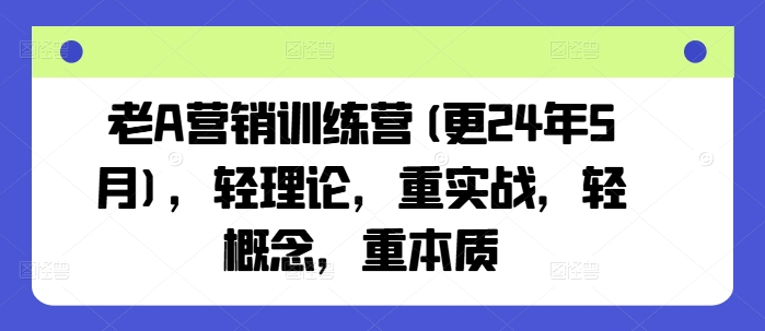 老A营销训练营(更24年8月),轻理论,重实战,轻概念,重本质-云创网