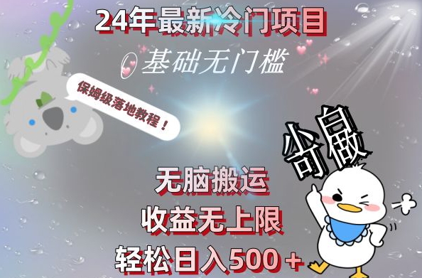 2024最新冷门项目，无脑搬运，收益无上限，轻松日入500＋，保姆级落地教程-云创网