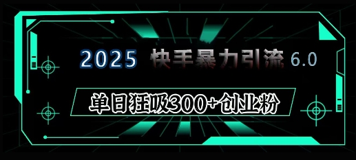 2025年快手6.0保姆级教程震撼来袭,单日狂吸300+精准创业粉-云创网