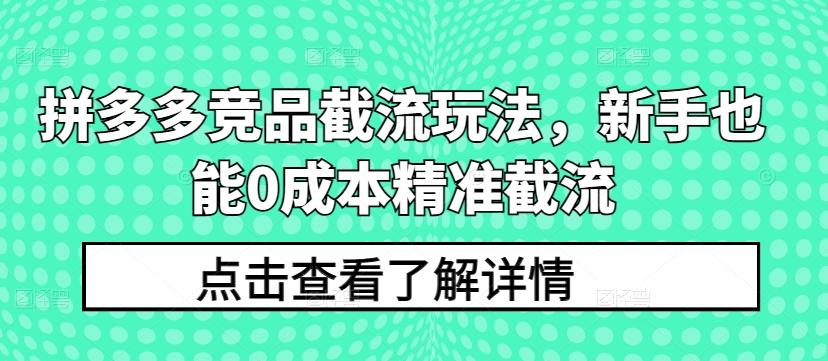 拼多多竞品截流玩法,新手也能0成本精准截流-云创网