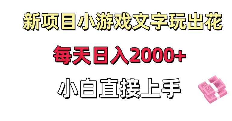 新项目小游戏文字玩出花日入2000+，每天只需一小时，小白直接上手【揭秘】-云创网